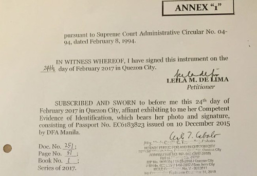 De Lima falsified her petition before Supreme Court - Solicitor General