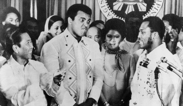 President and Mrs. Marcos with Ali and Frazer with the press.