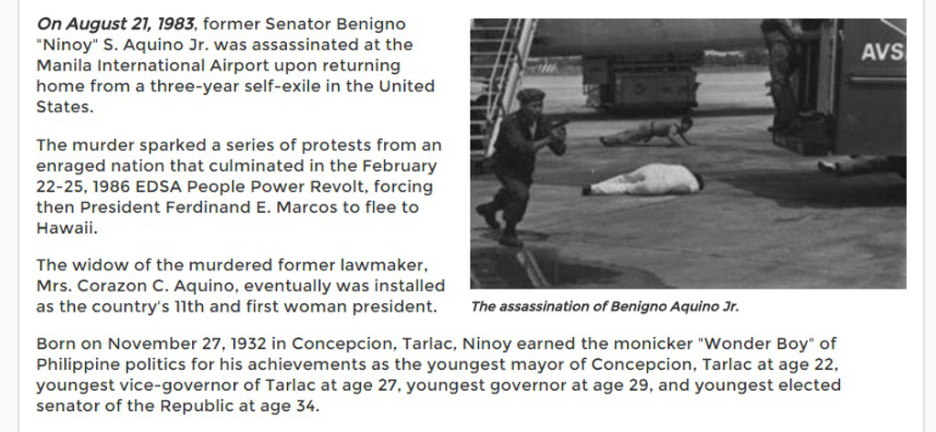 Ninoy Aquino was assassinated August 21, 1983‏